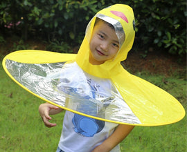 Yellow Duck Kids Raincoat UFO  Umbrella Automatic Folding Umbrella Children Hat Creative Raincoat Gift Student Woman Rain Hat