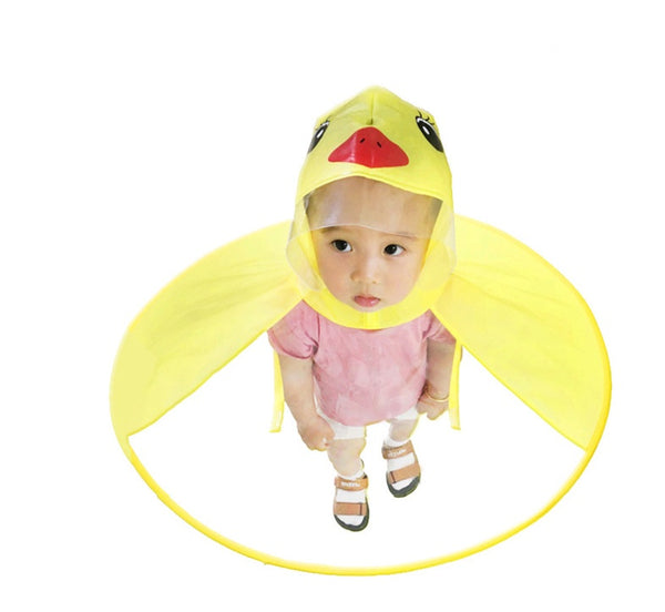 Yellow Duck Kids Raincoat UFO  Umbrella Automatic Folding Umbrella Children Hat Creative Raincoat Gift Student Woman Rain Hat