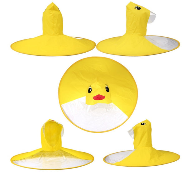 Yellow Duck Kids Raincoat UFO  Umbrella Automatic Folding Umbrella Children Hat Creative Raincoat Gift Student Woman Rain Hat