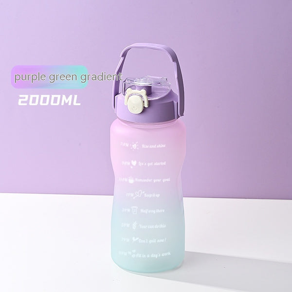 Gradient Color Frosted Portable Sport Cup Large Capacity Outdoor Fitness Sports Straw Straight Drinking Bottle